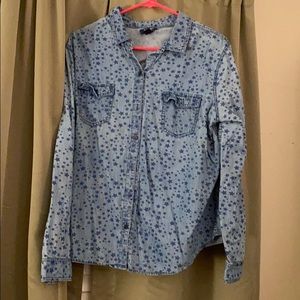 Star Print Chambray Shirt XL